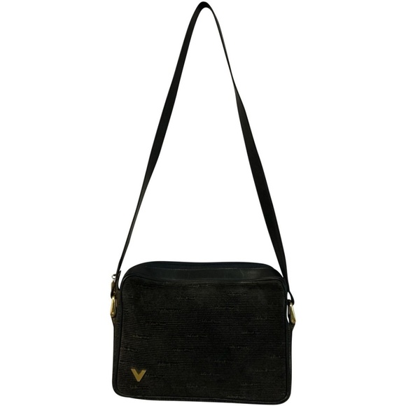 Valentino Suede Navy Leather Shoulder Bag